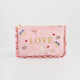 Love Scatter Pink Velvet Embroidered Pouch